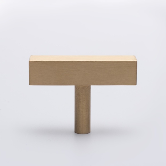Brushed Brass Cabinet knobs - Modern T-Bar Pull for Cabinets and Drawers - Picture 3 of 5